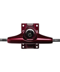 Lightweight Hollow 8.0 Inch Skateboard Trucks With 54mm Spitfire Burners Wheels And ABEC 5 Bearings, metallic red finish.