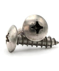 Number 10 Phillips Truss Head Sheet Metal Screws 316 Stainless Steel 1 Inch Length for marine use, close-up view