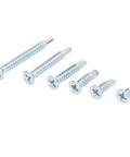 Self Drilling Screws Kit 160 Pcs Carbon Steel Blue Zinc Plated Countersunk Cross Head Fasteners M4.2 For Wood Heavy Duty Rust Resistant Ultra Sharp Threads Deep Thread Design Easy Grip Quick Install, six screws