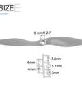 Two Pack 7x6 Inch RC Propeller Set With Gray 2 Vane Blades And Adapter Rings For RC Airplane Aircraft Replacement Propellers Easy Install High Performance Spare Parts For Better Lift And Stable Flight, showing blade and adapter sizes