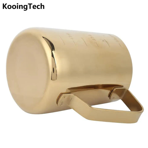 Gold 350Ml Stainless Steel Milk Frothing Cup With Clear Scale For Home Or Office Use Barista Grade Milk Frother Pitcher