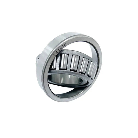 L44643 L44610 tapered roller bearing cone and cup set for EZ Lube trailer axles, showing inner and outer rings with rollers.