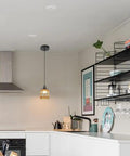 Kiven Instant Light Conversion Kit for 4/5/6inch Hole, 2-Light Glass Farmhouse Lighting pendant over kitchen island.