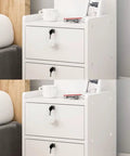 White plastic screw cap covers installed on cabinet drawers, demonstrating 200 Pieces White Plastic Self Tapping Screw Cap Covers 7mm Diameter.