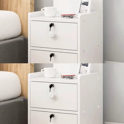 White plastic screw cap covers installed on cabinet drawers, demonstrating 200 Pieces White Plastic Self Tapping Screw Cap Covers 7mm Diameter.