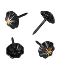 Premium 7/16 Inch Upholstery Tacks For Furniture Fix Ups, Slick Decorative Nailheads For Easy Diy Home Makeovers, Snug Fit Electroplated Fasteners That Are Damn Good To Work With, 100 Pack in matte black, showcasing various angles.