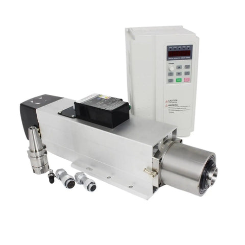 Rugged Air Cooled ATC Spindle Motor Kit With VFD Controller For CNC Router Milling Rig 7500Watt 380Volt BT30 Taper with accessories.