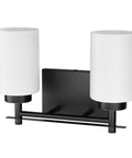 Front view of Vintage Style Black Vanity Light Four Light Industrial Wall Sconce With Milky White Glass Shades For Bathroom