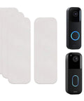 Drill-Free Adhesive Mounting Strips For Video Doorbell, 4-Pack, with residue-free tape and easy tool-free install, shown with doorbells.
