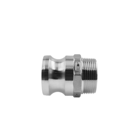 Heavy Duty 316 Stainless Steel Type F Cam And Groove Hose Fitting built for quick 1.5 inch NPT male coupling connections.