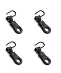 Four-piece black Handy Zipper Pull Replacement Kit For Small Holes With Detachable Tabs, Easy Install, Reusable Repair