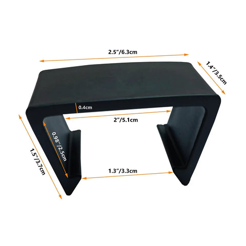 12 Pack Outdoor Patio Furniture Clips For Wicker Sectionals And Sofas Keeps Your Lounge Set From Slipping Rattan Connector Clamps And Chair Fasteners In Black, close-up with dimensions