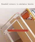 Freestanding Bamboo Book Shelf For Home Office And Study with rounded corners and transparent panels, space saving design