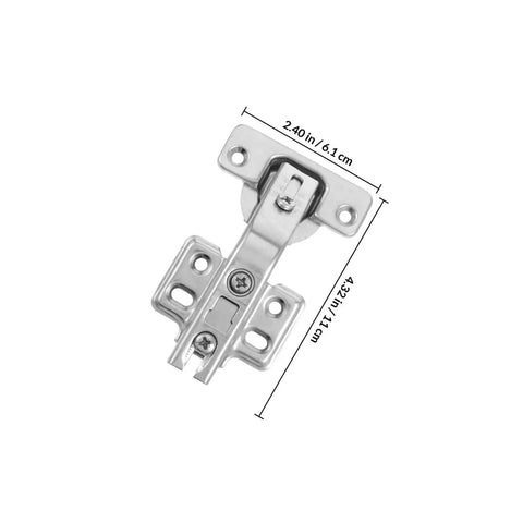 Heavy Duty Stainless Steel Concealed Cabinet Door Hinges 4 Pack, 135 Degree Swing, No Tool Install, detailed hinge with measurements