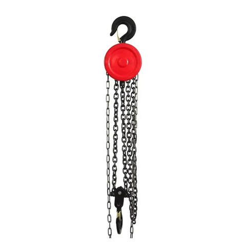 Sturdy Retractable Crane Bracket With Small Tripod Designed For Electric Hoist And Manual Chain Block Lifting Jobs Featuring 2 Ton Capacity Plus 3 Meter Fillet Support To Handle Heavy Loads Smoothly, showing a red pulley and chains.