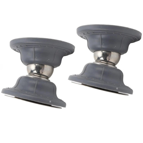 Pair of gray RV Magnetic Door Catch Set in ABS and stainless steel, shown from a side angle.