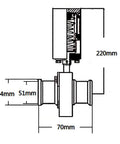 Technical diagram of 2 Inch Sanitary Butterfly Valve With Pneumatic Actuator Pro Grade Stainless Steel 304 Tri Clamp dimensions.