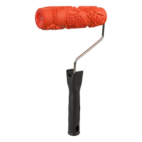 7 Inch Soft Rubber Embossing Paint Roller For Seamless Wall Texturing With Comfort Grip and Reusable Build, featuring bird pattern.