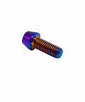 Five Pack Titanium M6x1 Thread 25mm Hex Socket Head Bolts For Bike Stem Burnt Blue Titanium Finish Tapered Head