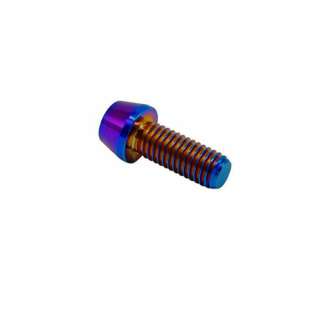 Five Pack Titanium M6x1 Thread 25mm Hex Socket Head Bolts For Bike Stem Burnt Blue Titanium Finish Tapered Head