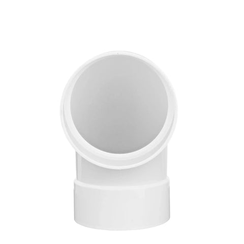 Front view of PVC S And D 90 Degree Long Turn Elbow 4 Inch Hub To Hub Solvent Weld Connection For 4 Inch Sewer And Drain Pipe
