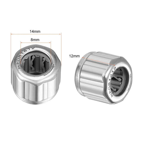 Needle Roller Bearing One Way Clutch Set 8mm Bore 14mm Outer Diameter 12mm Width 3 Pieces Pre Lubricated High Load Capacity No Fuss Install Compact Low Profile For Tight Spaces, 8mm bore 14mm OD 12mm width steel clutch bearing