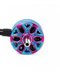 Beefy Bando 2207 2207.5 1960KV FPV Brushless Motor For 6S LiPo, front view, blue and pink, 5mm output shaft
