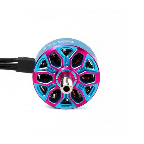 Beefy Bando 2207 2207.5 1960KV FPV Brushless Motor For 6S LiPo, front view, blue and pink, 5mm output shaft