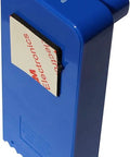 Side view of Blue Model Water Leak Alarm For Water Heaters And Pans, ready with factory battery, compact design