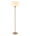 Drum Shade Standing Lamp With Pull Chain Switch, E26 Socket, Dope Modern Minimalist Floor Lamp In Antique Brass For Living Room