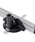 Heavy Duty Aluminum Miter Gauge Fence System With Quick Grip Push Block And Angle Plate Ruler For Table Saw showing precision scale and adjustable handle.