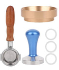Manual Coffee Maker For Home Use With Stainless Steel Sleeve, Hand Press Espresso Machine accessories including portafilter, tamper, and rings.