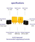 XT60H Bullet Connector Kit 20 Pairs With Snap On Covers Gold Plated for RC Lipo Batteries Drones Airplanes Cars specifications chart