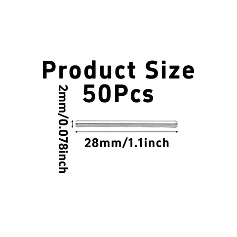 Tough As Nails Stainless Steel Dowel Pins 50 Piece Set For Cabinets Shelves And Wood Furniture, 28mm length, 2mm diameter.
