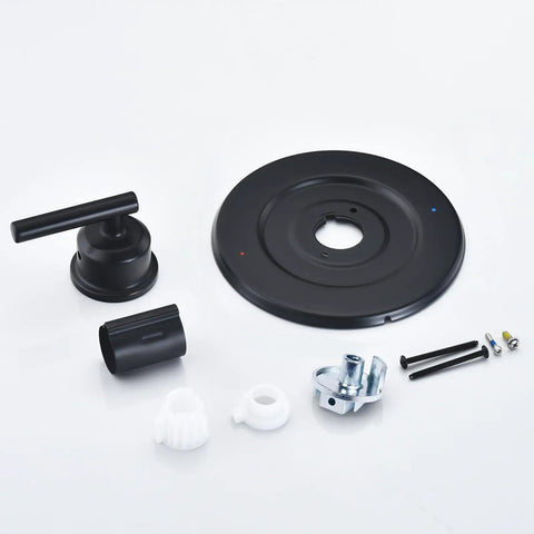 No Fuss Easy Install Posi Temp Valve Trim Kit Replacement Matte Black Finish With Durable Metal Construction, parts displayed
