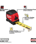 16 Foot Tape Measure With Half Inch Wide Steel Blade In A Rugged ABS Case Impact Resistant And Compact For Fast Jobsite Readings Built To Withstand Drops Tough As Nails For Framing Drywall And Construction Projects showing features like belt clip and tear coating.