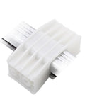Close-up of white plastic banapoy electric linear actuator slide block with metal rails