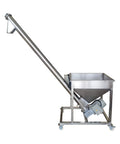 Stainless Steel Screw Conveyor With Vibrating Hopper For Powder Feeding, 4.5 Inch Inclined Auger Feeder, 110V 1100W Motor