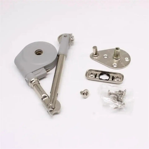 Folding Cabinet Hinges With 105 Degree Opening, No Slam Quiet Soft Close For Toy Box Drawer And Wardrobe, parts laid out
