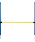 Adjustable Dog Agility Jump Hurdle for Backyard Obstacle Course Portable Training Bar with blue and yellow poles