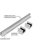 Heavy Duty Linear Rail Kit With 200mm Rails And SBR12UU Slider Blocks End Stops For CNC Routers And 3D Printers Includes Two Rails And Four Blocks For Smooth Motion And High Precision Ready To Go. Features carbon steel and aluminum alloy with a chromium coating.