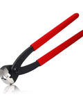 9 Inch Ear Clamp Pliers With Front And Side Jaw For Pinching 1 Or 2 Ear Clamps On CV Boots Hoses Fuel And Coolant Lines In Air Systems And Compressors Drop Forged Chrome Vanadium Steel Durable Workhorse Tool, red grips