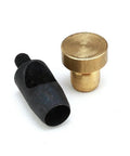 Close-up of brass and metal dies from Heavy Duty Punching Dies Set For Hand Press Grommet Machine Eyelet Hole Punch Tool 1 To 13 Millimeter Range Pro Grade For Garment Leather Fabric Cardboard Vinyl And Crafts Durable Metal Construction.