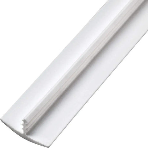 Close-up of white T molding for arcade cabinets and DIY projects