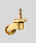 Four Piece Solid Brass Universal Caster Wheels, 360-degree swivel action, heavy duty furniture moving gear with screw mount.