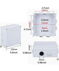 IP65 Weatherproof Junction Box For Outdoor Electronics Enclosures Made Of ABS Plastic, Dustproof And Waterproof, 150 By 150 Mm with dimensions.