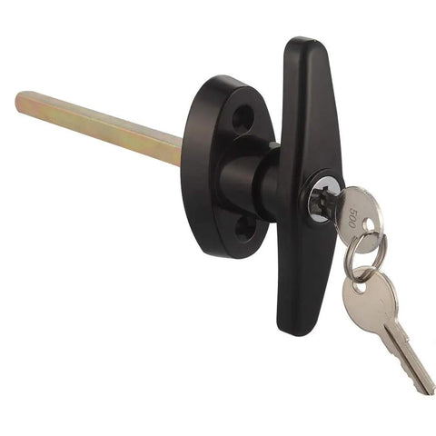 Heavy Duty Zinc T Handle Shed Door Lock Kit With Keyed Alike Security And D Grip Interior Lever For Garages And Garden Sheds Solid As A Rock Runs Butter Smooth