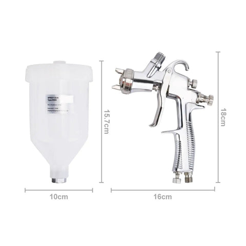 Slick Top Shelf Handheld Paint Sprayer With Hella Fine Atomization And Detachable Nozzle For Water Based Finish Coating On Any Knotty Diy Weekender Build, showing spray gun and detachable container dimensions.