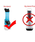 Image of Oster MyBlend blender with a green check mark next to it and a red cross over the MyBlend Plus model indicating compatibility for Replacement Blade Kit With 20oz Cup And Lid For Oster My Blend 250 Watt Blender Cross Blade With Sealing Ring Includes 1 Blade 1 Cup And 1 Lid Built For Quick No Fuss Home Repair And Smooth Blends.