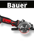 Built Different Heavy Hitter 20 Volt Cordless 4.5 Inch Circular Saw Tool Only With Smooth 5000 Rpm Motor side view with grip.